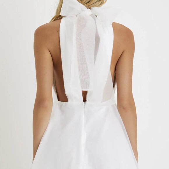 NWT Lulus Flirtatious Aesthetic White Organza Backless Halter Mini Dress - Picture 2 of 8